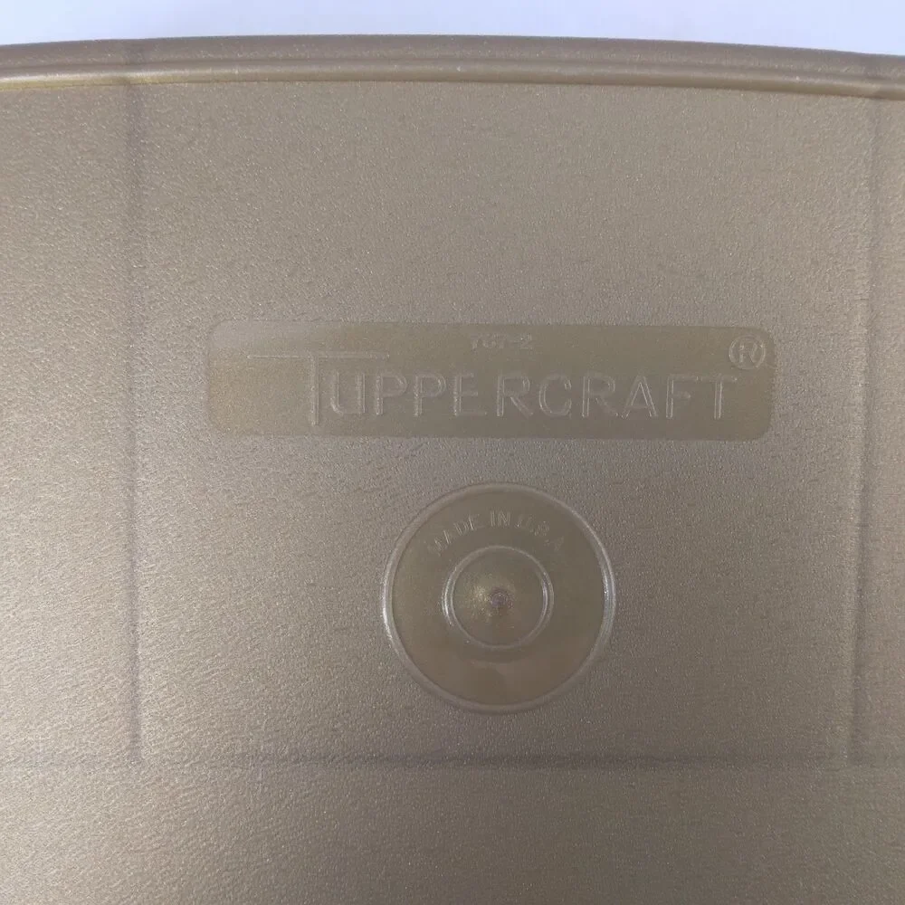 Vintage Tupperware Tuppercraft 2pc Stow-N-Go Storage Box Gold With Lid 767-2